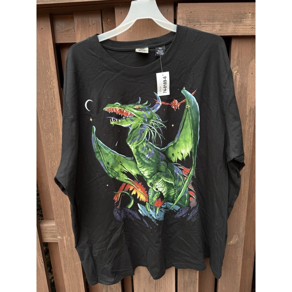 Green Fight and Red Dragons Fantasy T-Shirt Liquid Blue NEW 4X